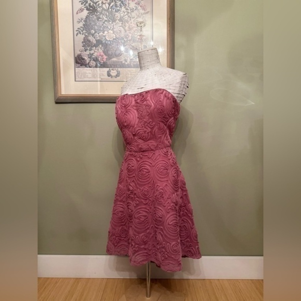 Le Chateau Strapless Dusty Pink Rosette Prom Dress